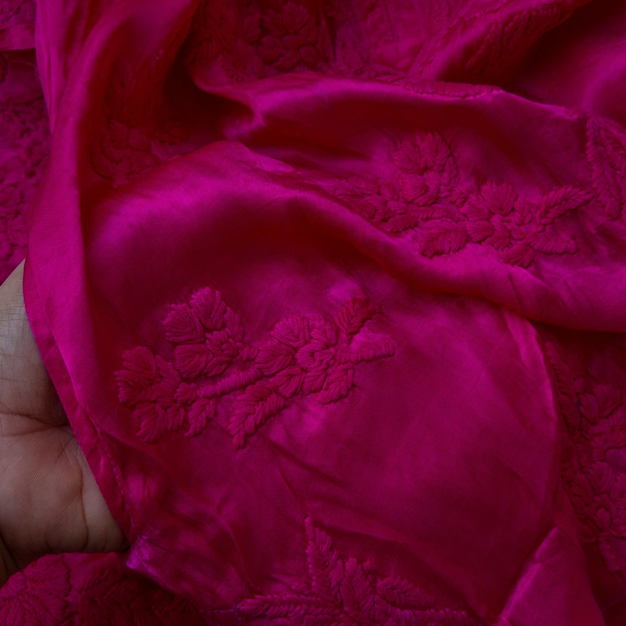 Luxurious Silk Chikankari Long Kurta With Pocket