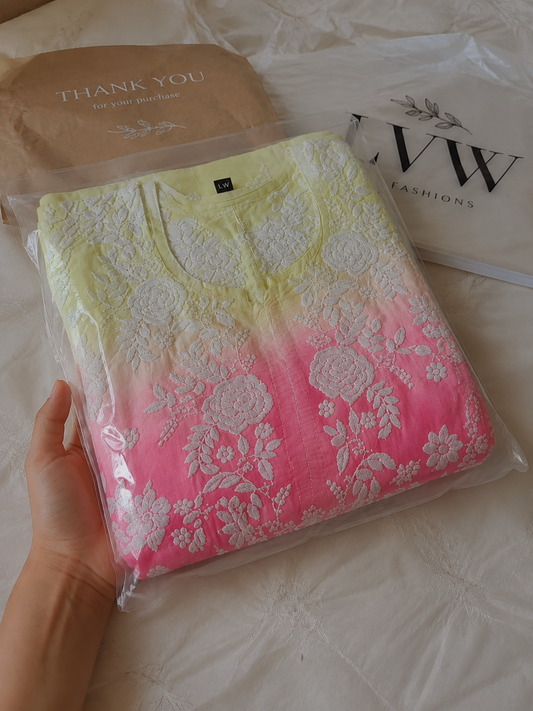 Ombre effect Co-ord Set With back And Sleeves Embroidery Special (One Creation)