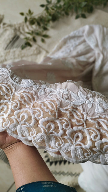 Zainy Premium Silk & Georgette Pure Handcrafted Chikankari co-ord Set