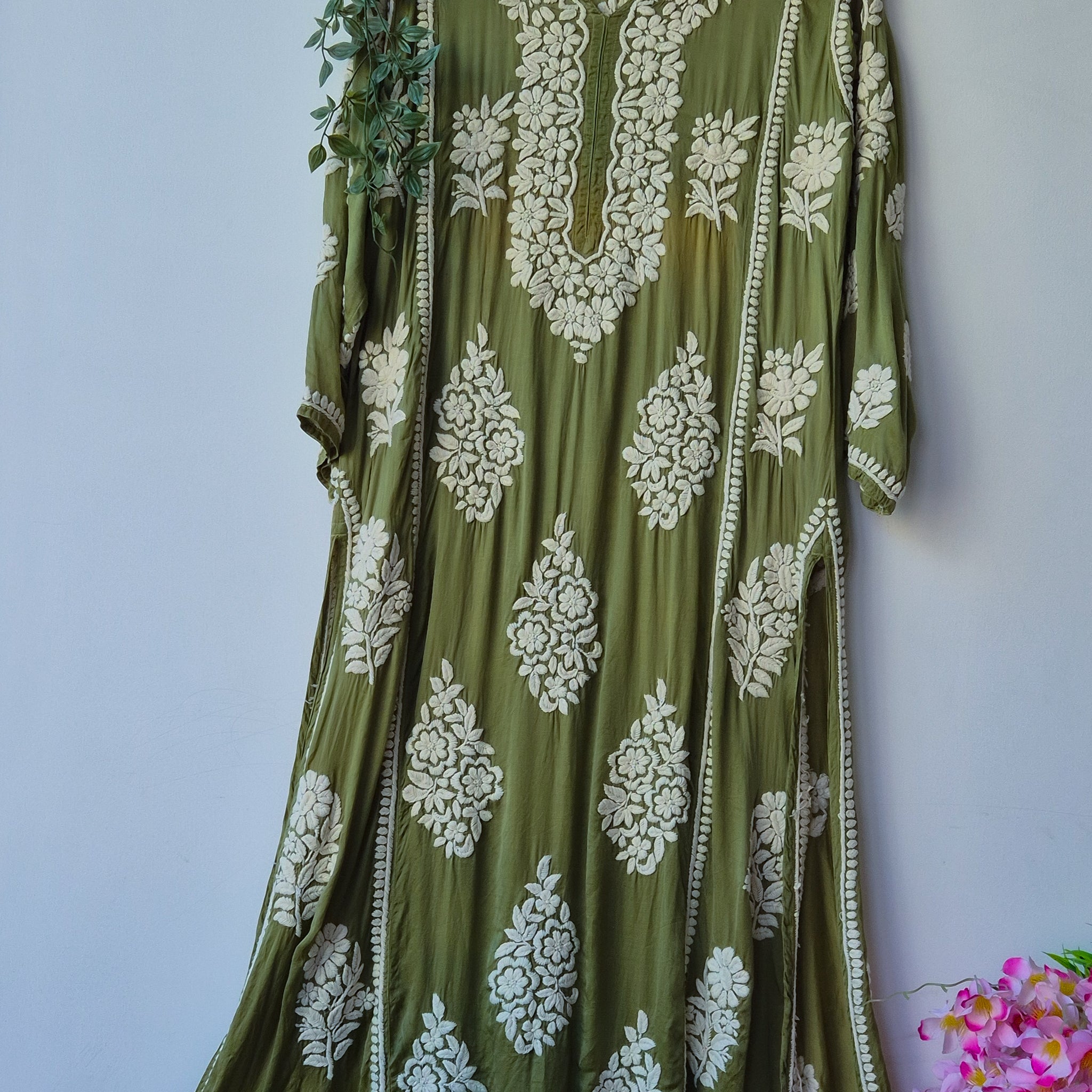 Fida Premium Silk Chikankari Straight Kurta Dress