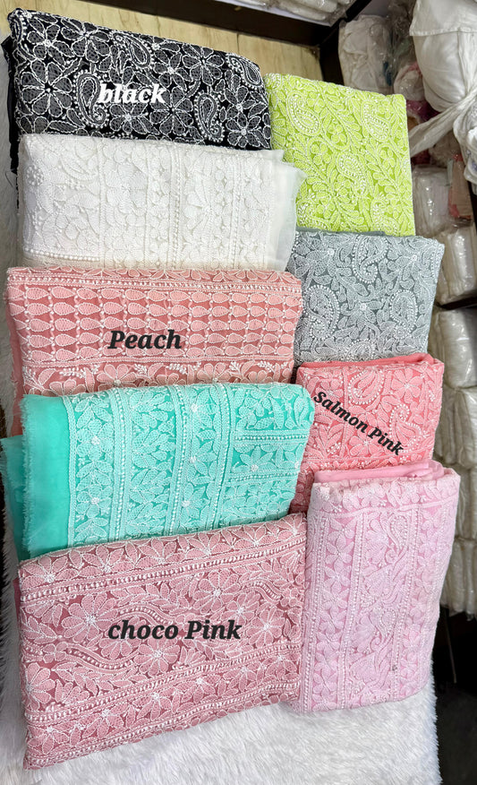 Beautiful Premium Faux Georgette Pure Handcrafted Chikankari Suits