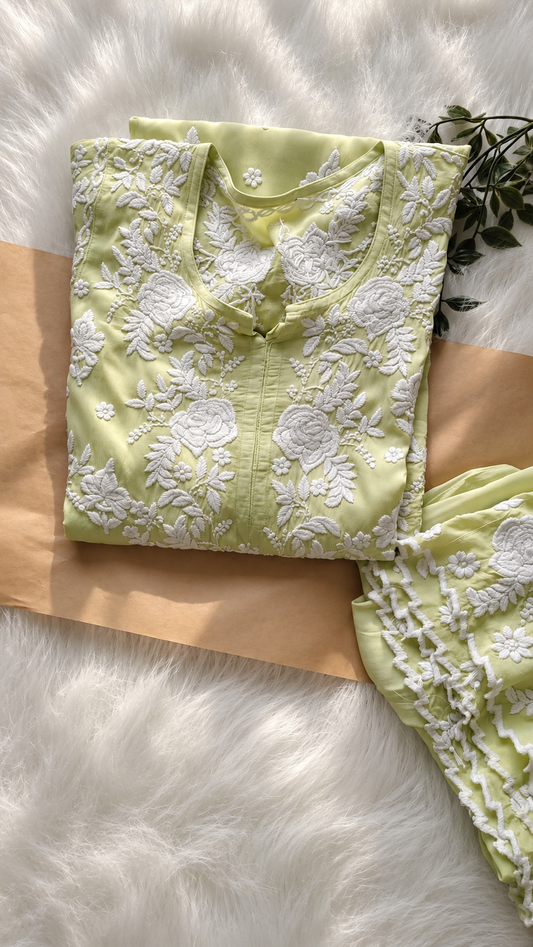 Pastle Mint Azhel Co-ord Set With back And Sleeves Embroidery Special (One Creation)