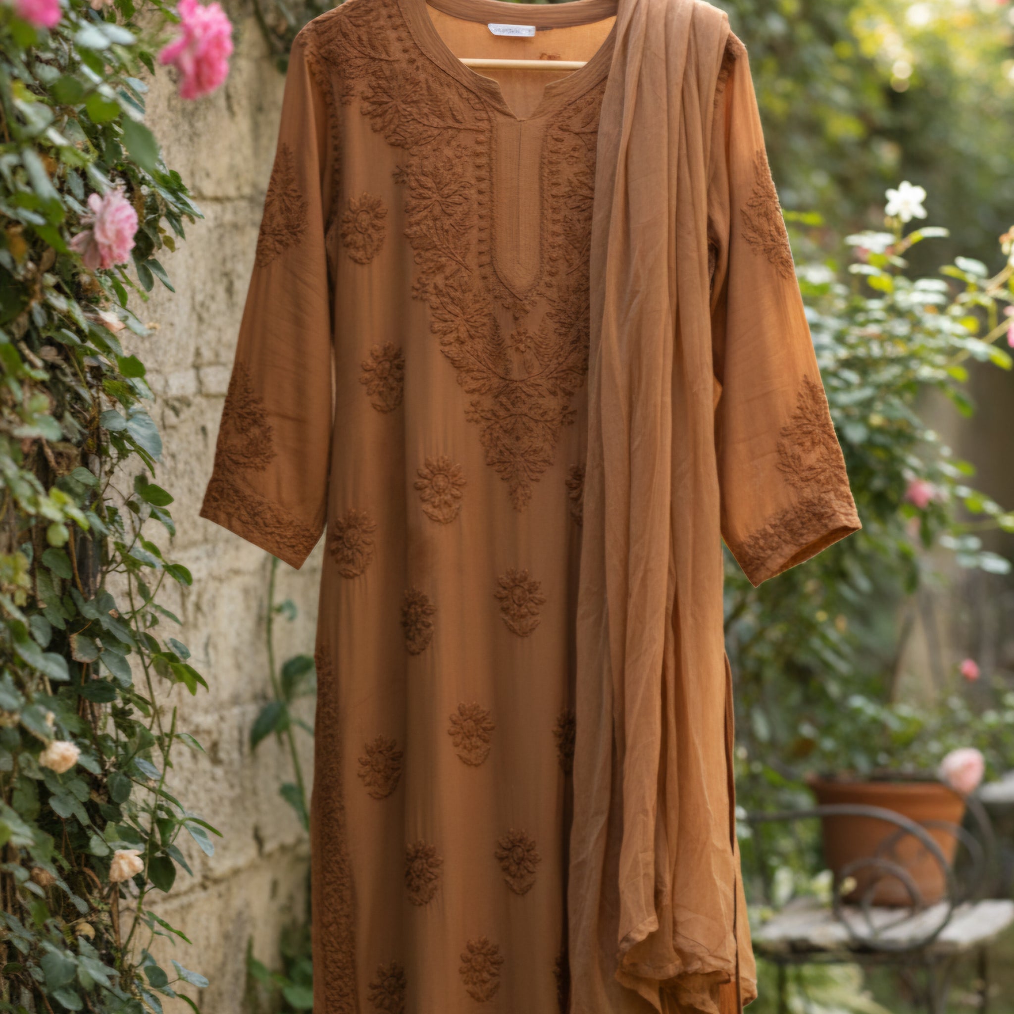 Zaina Premium Soft Non Transparent Chikankari Long Kurti