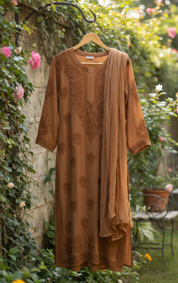 Zaina Premium Soft Non Transparent Chikankari Long Kurti