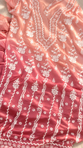 Lavender blush ombre crepe silk chikankari kurti co-ord set with front and back embroidery, handmade Lucknow chikankari by LVW Fashions