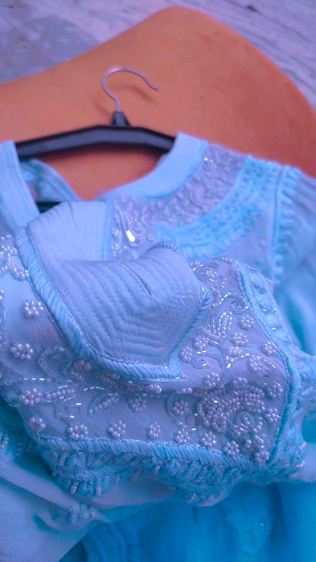 Noori Ombre Premium Silk Chikankari Pearls Cutdana Embroidery (pre booking)