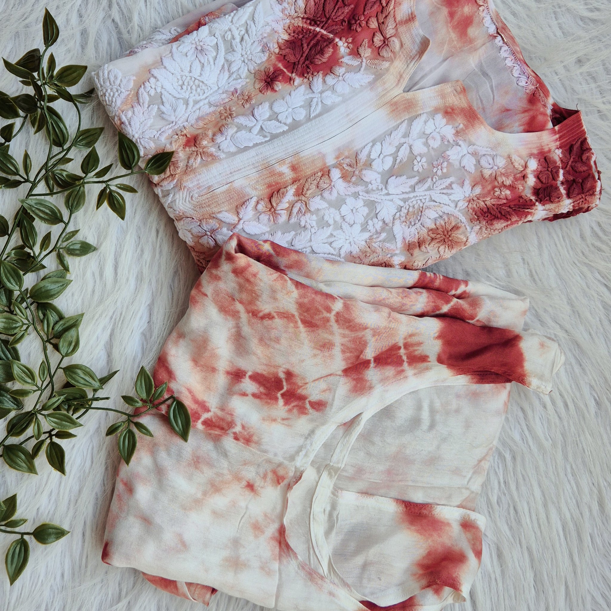 Beautiful Premium Georgatte Tye dye Chikankari Kurta