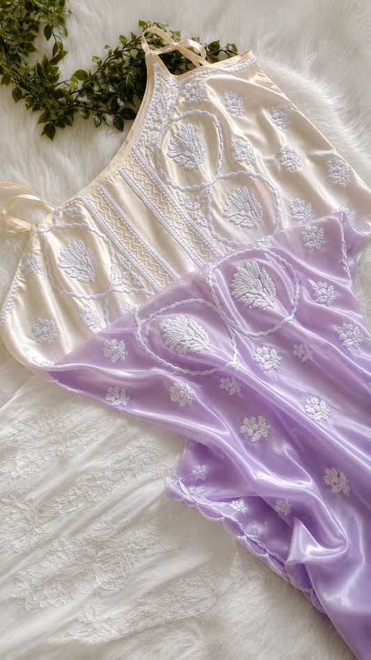 Lavender Tulip Beautiful Premium crepe silk Pure Handcrafted Tunic