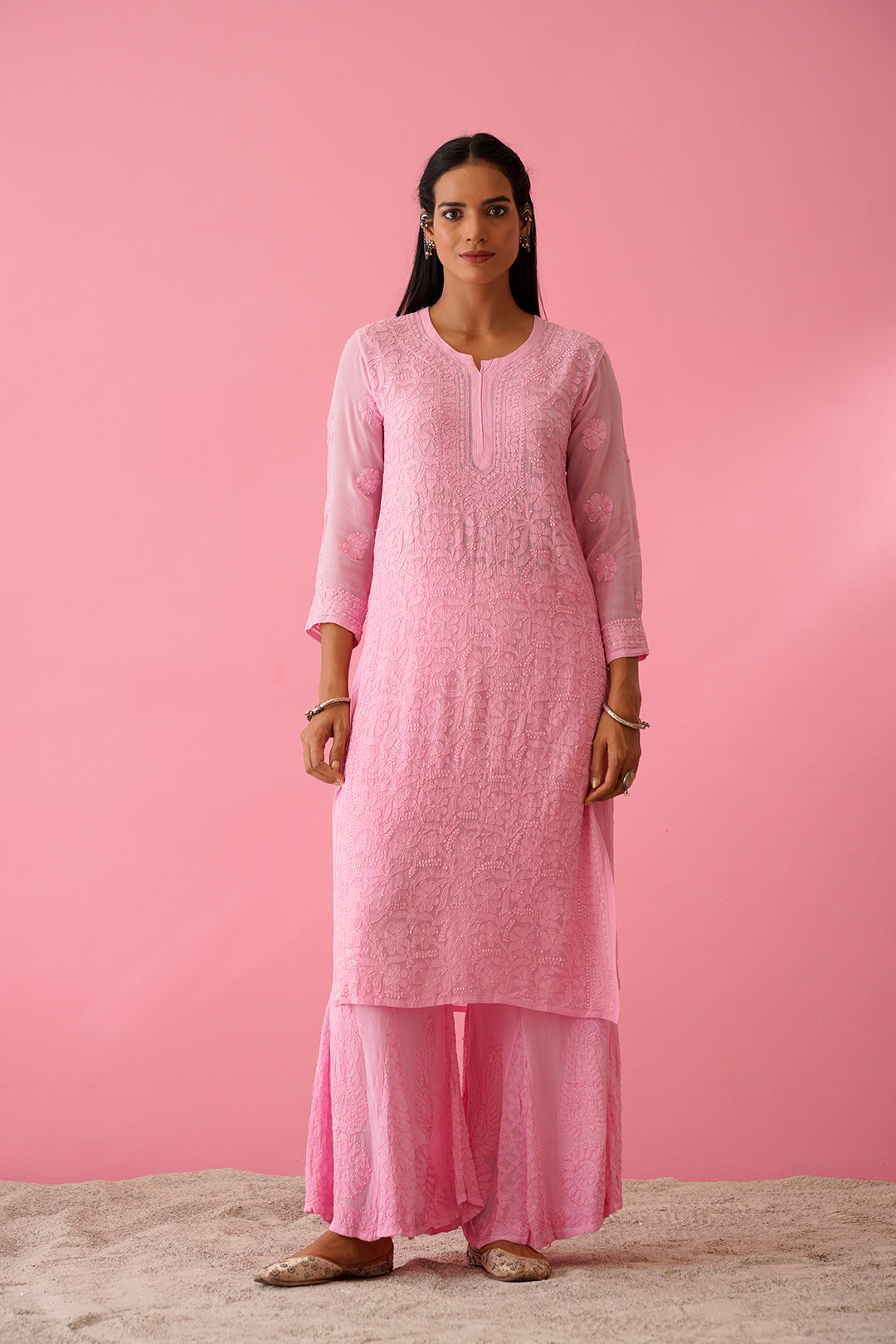 Hoorain Premium Georgette soul Shades Chikankari Kurta Set