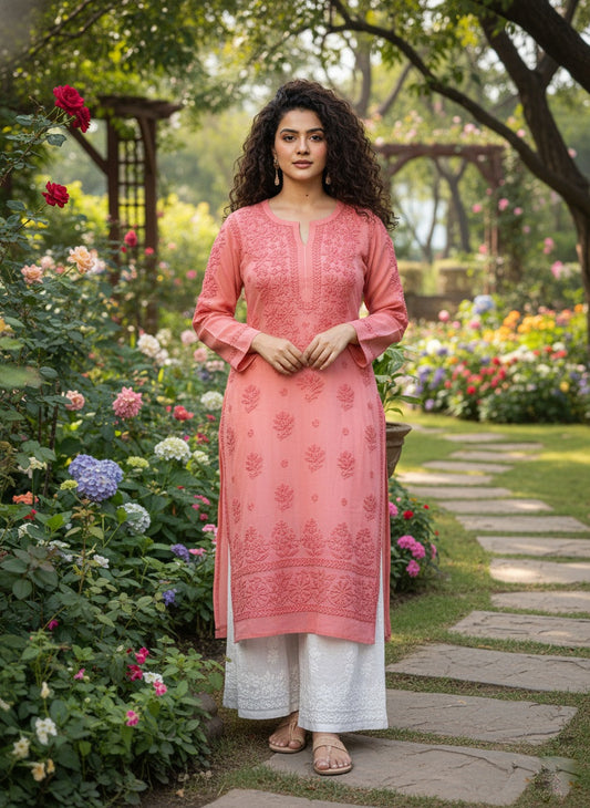 New Design Of Plazzos Luxurious Premium Georgette Pure Handcrafted Chikankari co-ord Set