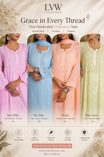 Kaneez Premium Georgette Pure Handcrafted Chikankari Kurta Set