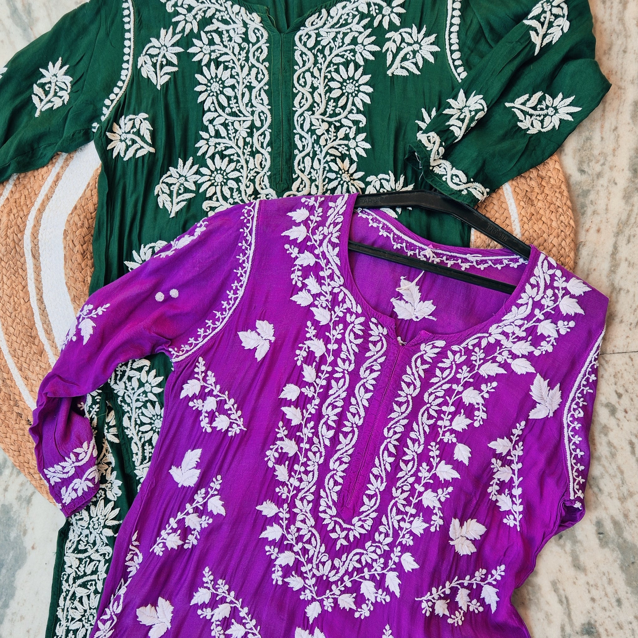 Zehana Premium Silk Chikankari Luxurious Long Kurtis