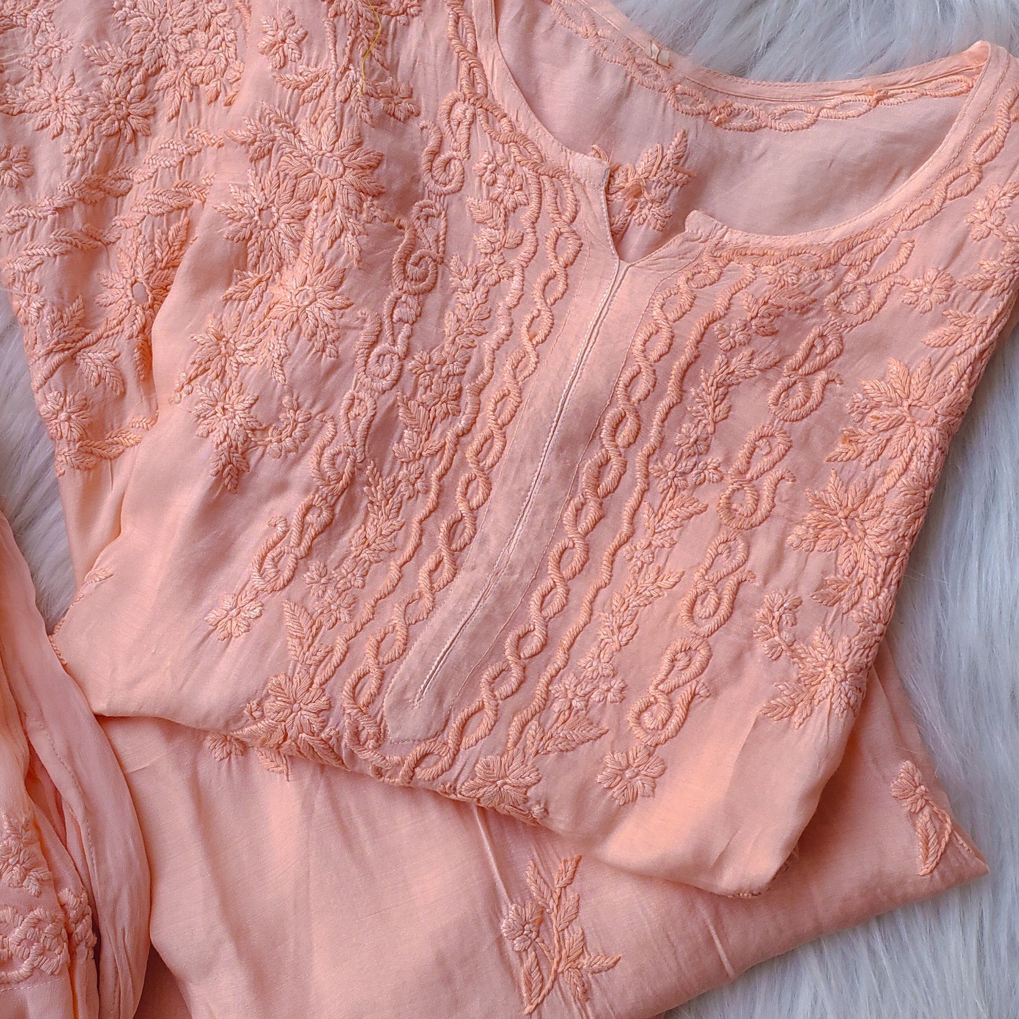 Gulab Peach Premium Soft Modal cotton Chikankari Kurta Set