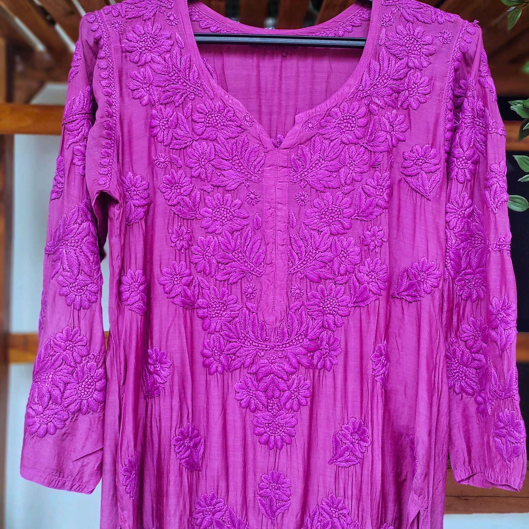 Hania Cerise Premium Silk Chikankari Luxurious Kurta (Hand Specially)