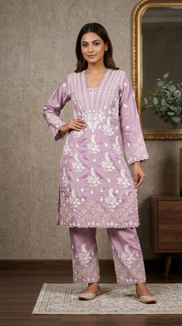 Pure Tissue Silk Pure Handcrafted Zari work Add on Handcrafted Luxurious co-ord Set