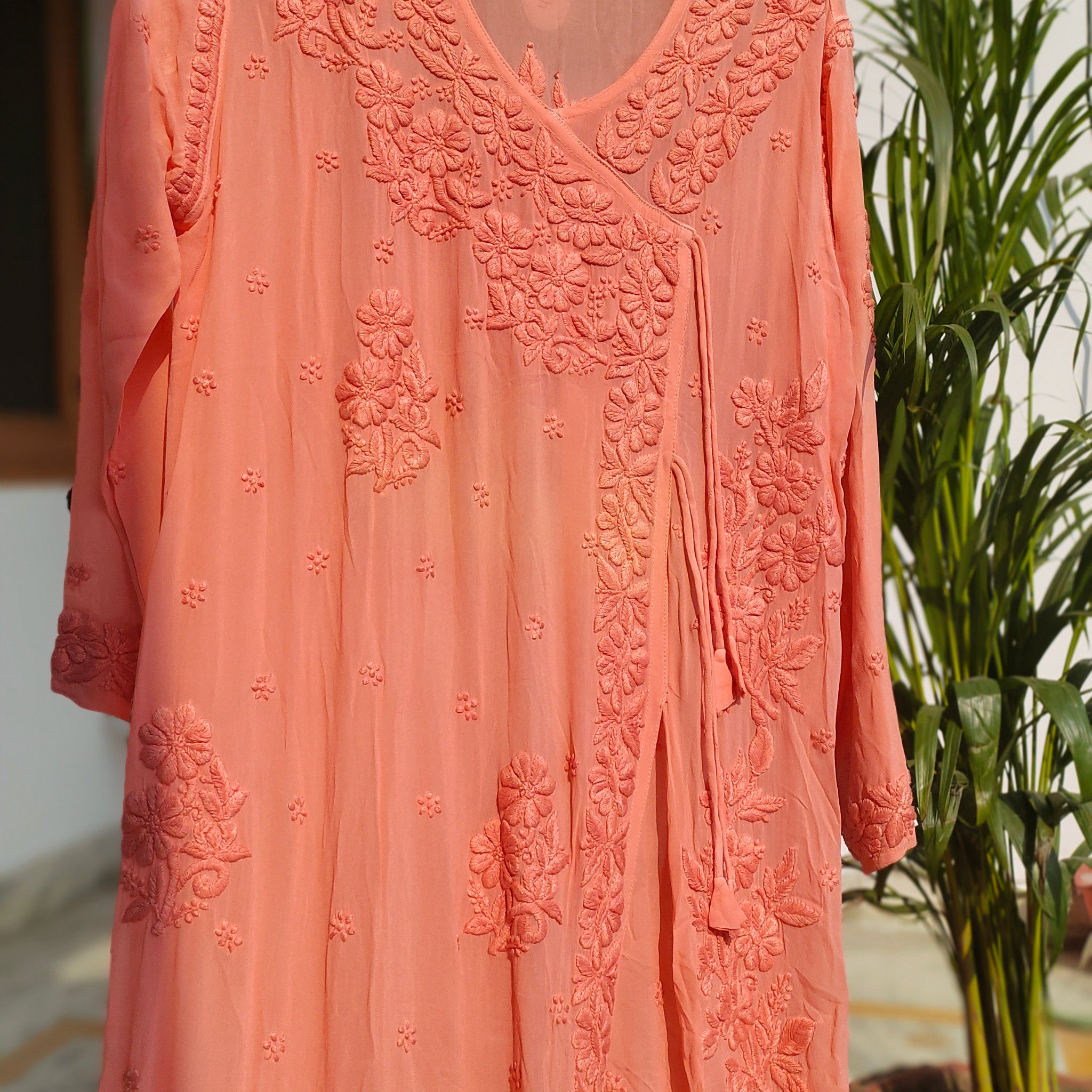 Duaa Peach Love Premium Georgette Luxurious Look Angrakha