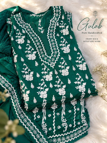 Gulab Co-ord Chikankari Set With back And Sleeves Embroidery Special (One Creation) (Copy)