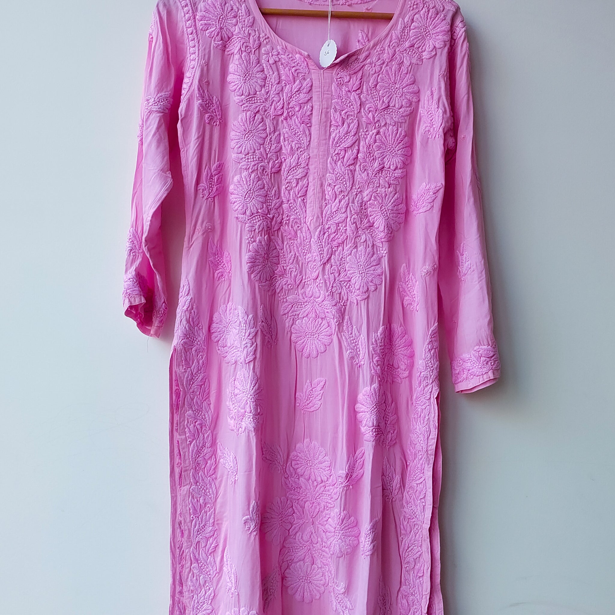Pink Premium Modal Soft Cotton Chikankari Kurta