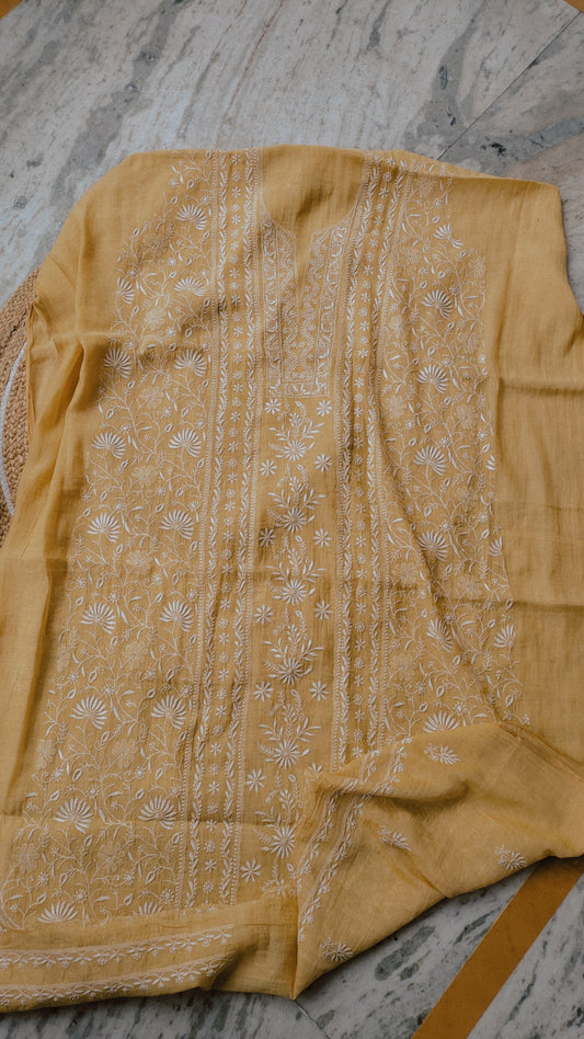Zainab Premium Mul Chanderi Luxurious Chikankari Kurta Dupatta Unstitched Set