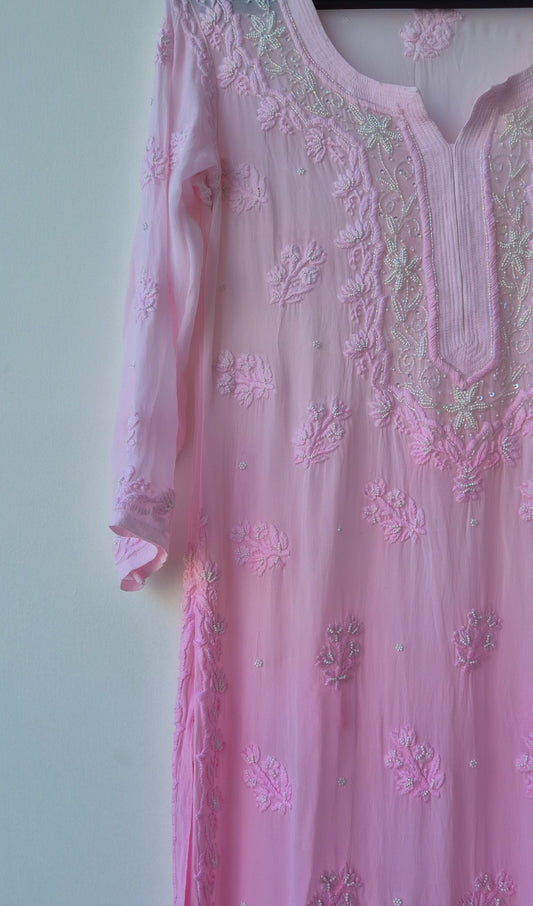 Noori Pearls Restock Premium Georgette Chikankari And Cutdana Embroidery