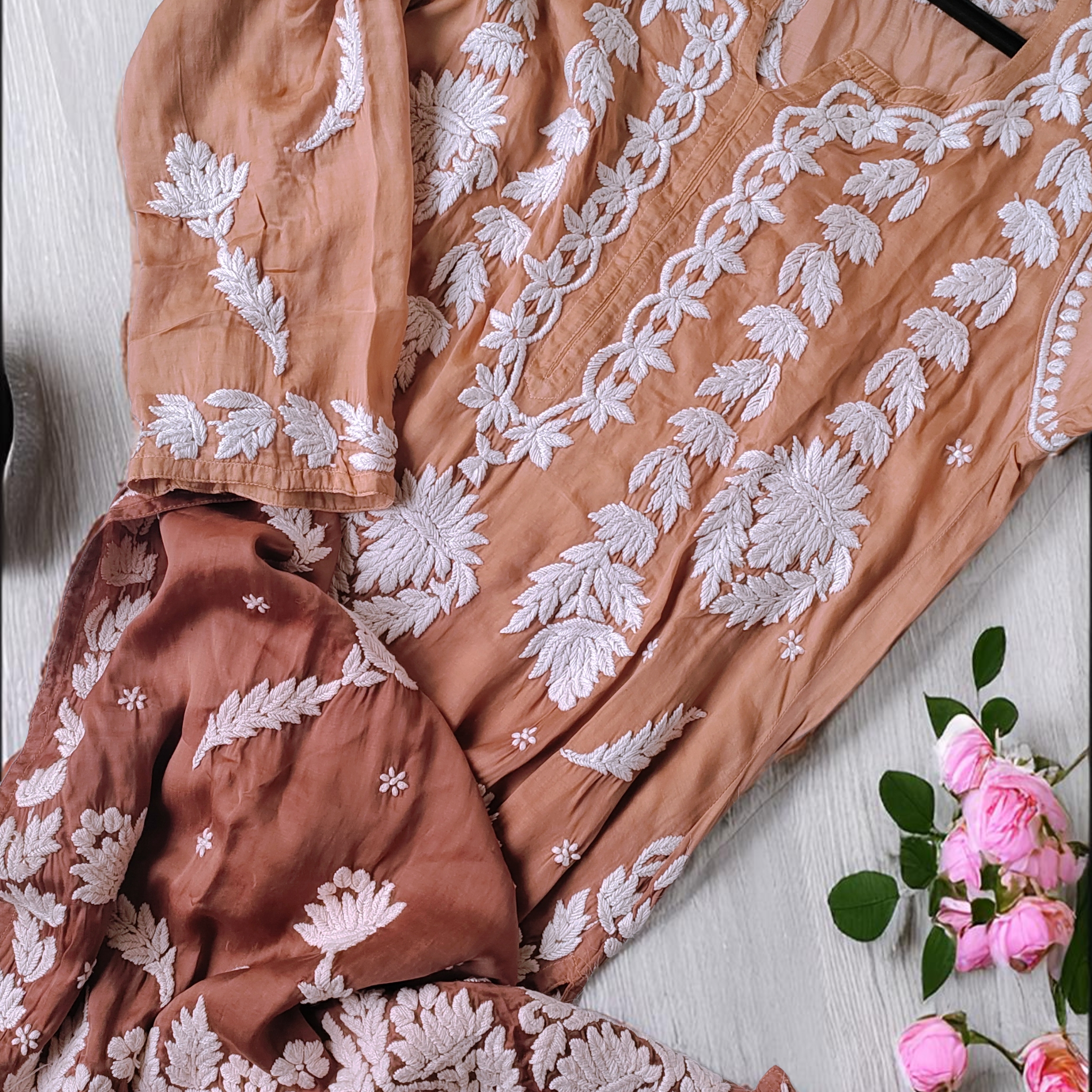 Hershey Kiss Premium Silk Ombre Chikankari Kurta