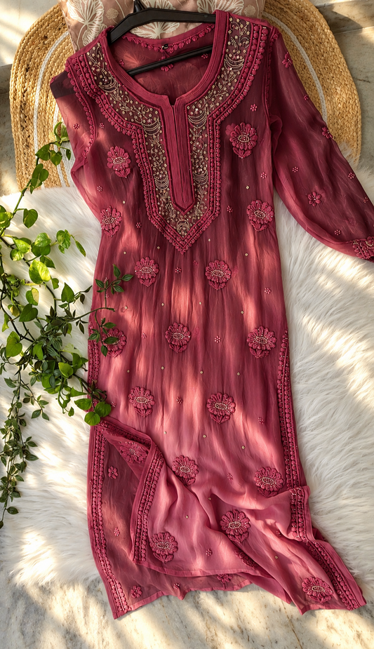 Sherish Premium Georgette Pure Chikankari Long Kurta