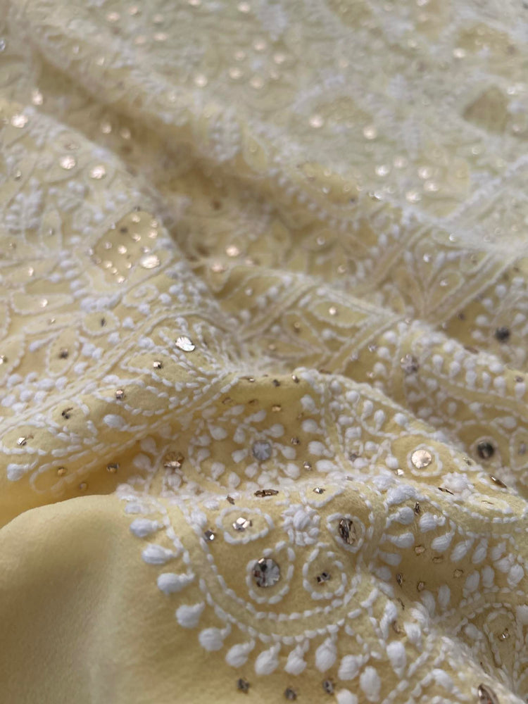 Roohi Pure handcrafted Chikankari and Mukaish Premium Georgette unstitched suit