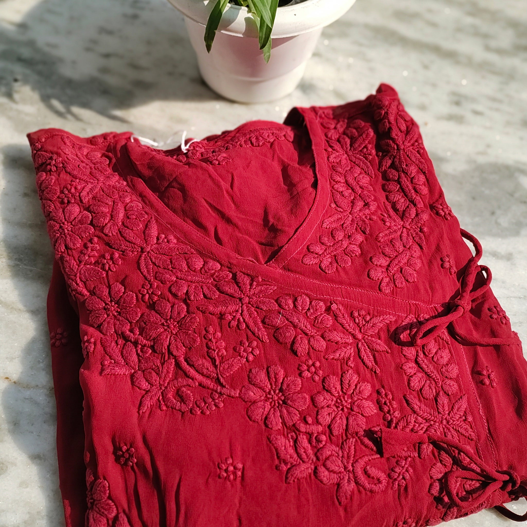 Duaa Tyrian Premium Georgette Luxurious Look Chikankari Angrakha