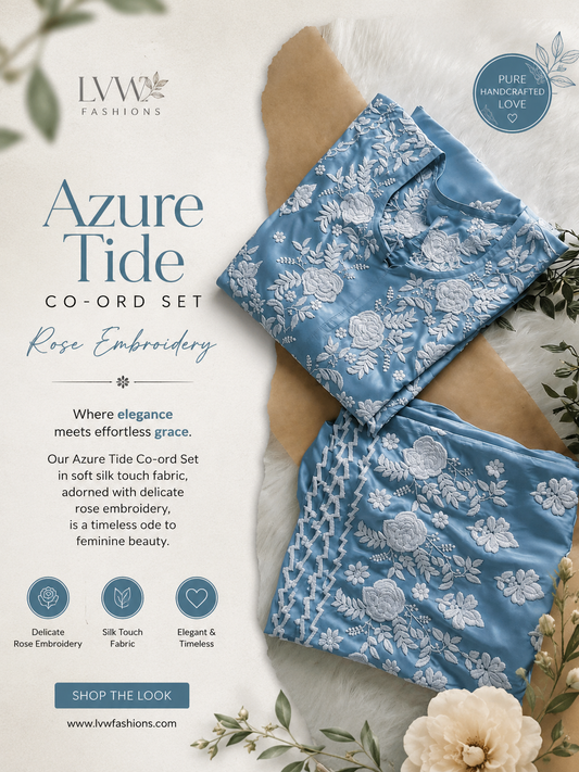 Azure Tide Co-ord Set With back And Sleeves Embroidery Special (One Creation)