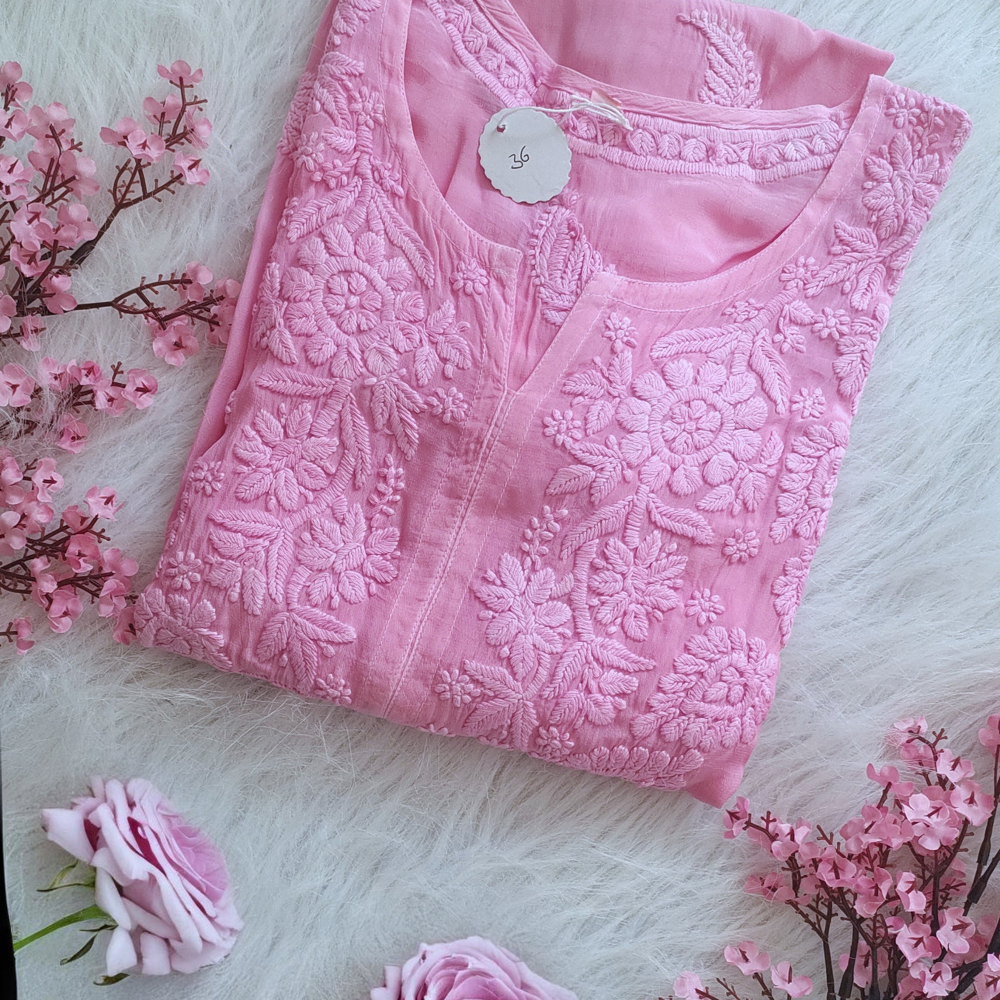 Gold Rose Premium Mul Silk Luxurious Chikankari Kurta