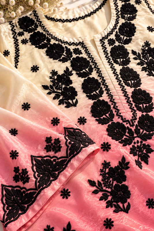 Arifa Tissue Silk Pure 3D Chikankari Kurta Set None transparent