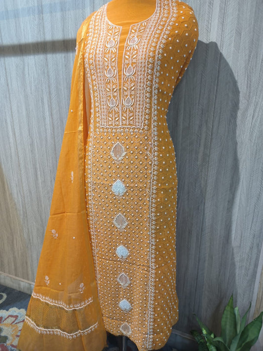 Noori Luxurious Pearl Cutdana And Chikankari  Kurta Dupatta Set