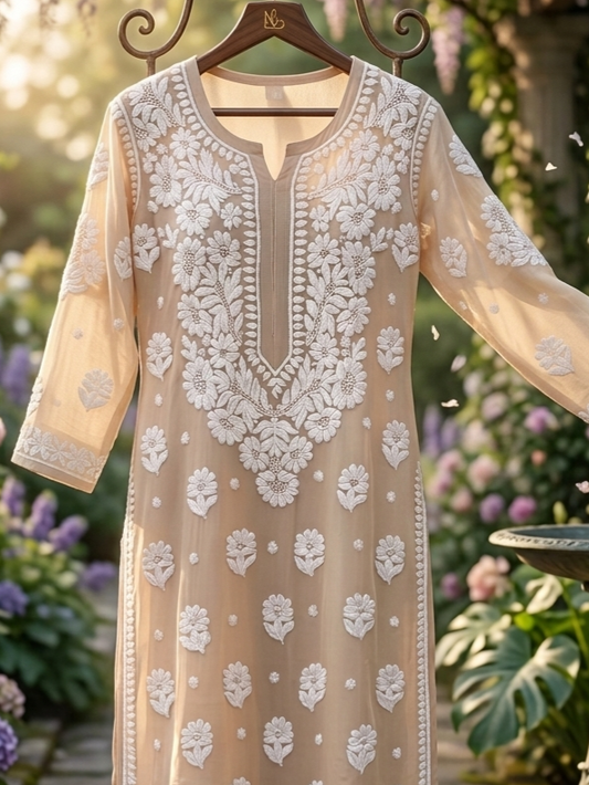 Meer Premium Georgette Soft Skin Breathing  Chikankari Kurta