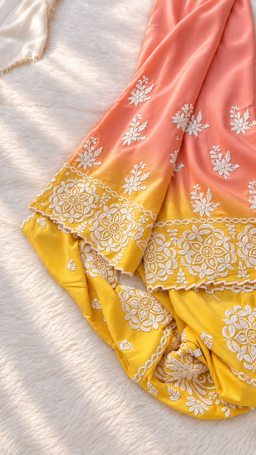 Coral  Azhel Co-ord Set With back And Sleeves Embroidery Special (One Creation)