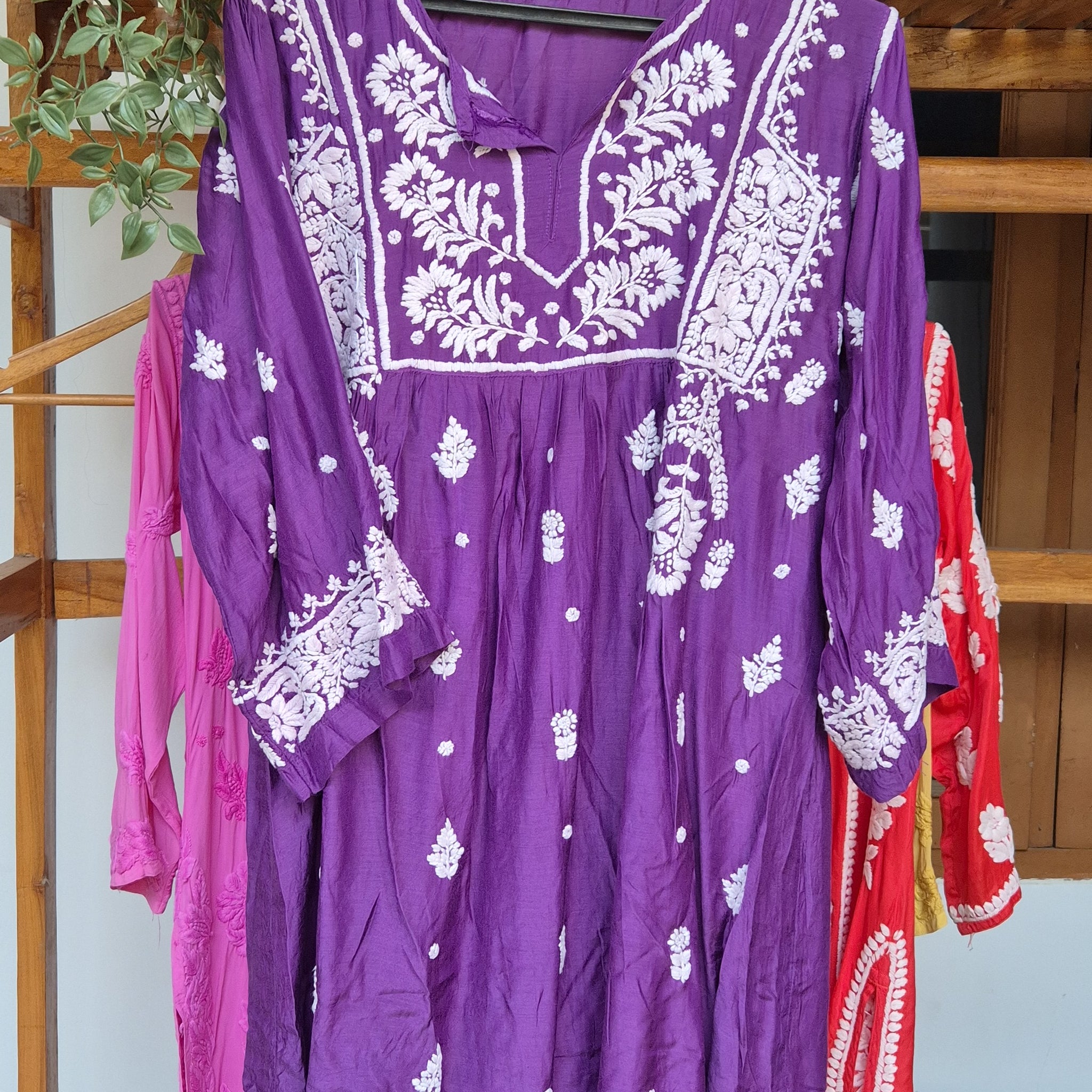 Eminence Broad Sleevs Premium Silk Chikankari Tunic
