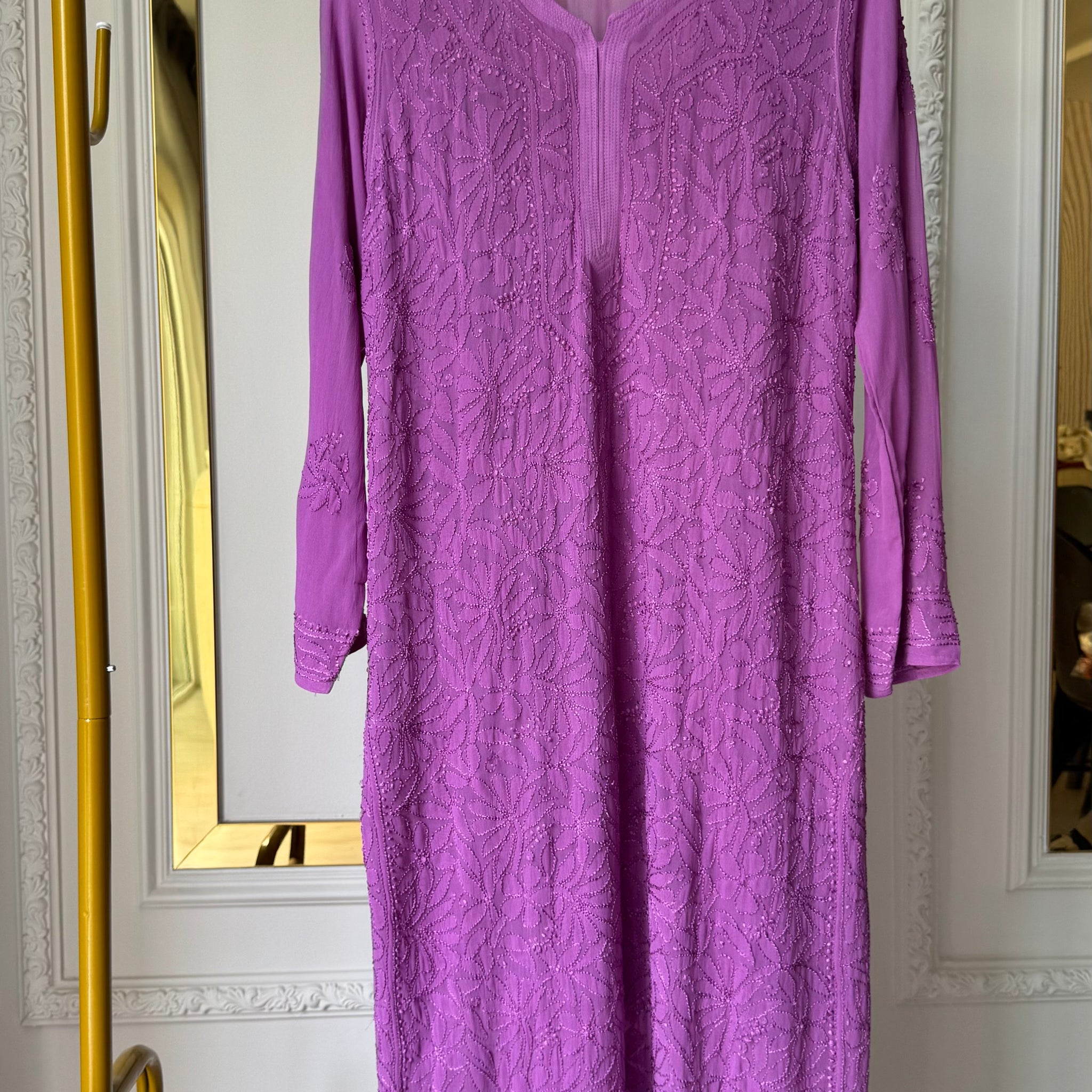 Hoor Premium Georgette Chikankari Luxurious Long Kurta
