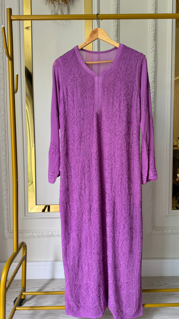 Hoor Premium Georgette Chikankari Luxurious Long Kurta