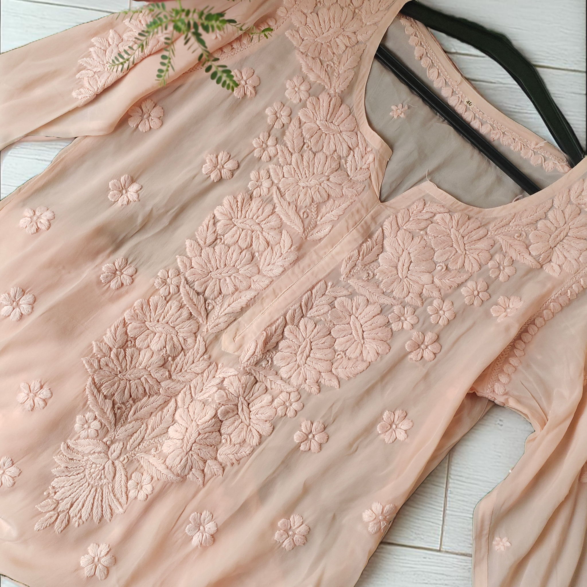 Shahsu Premium Silk Chikankari Kurta Slit Embroidery