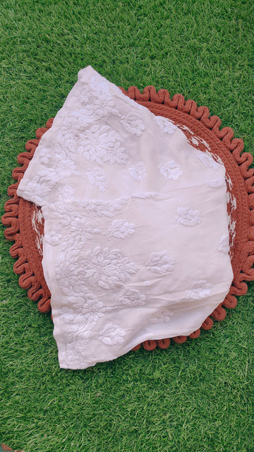 New Design Of Premium Georgette Chikankari Plazzos Inner Attached Dyeable Fabric