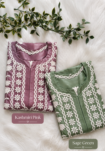 Meer Lace Detailed Premium Soft Skin Breathing Crepe Chikankari Kurta