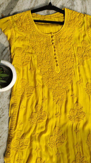Dove Premium Resham Silk Chikankari Kurta Super Shining