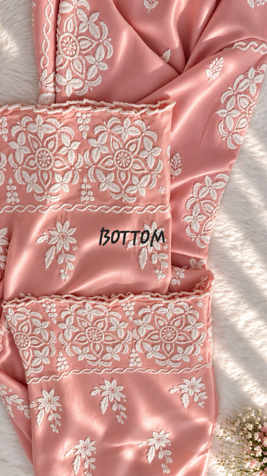 Blush Bloom Azhel Co-ord Set With back And Sleeves Embroidery Special (One Creation)