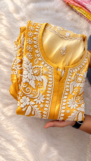 Citrine Haze Azhel Co-ord Set With back And Sleeves Embroidery Special (One Creation)