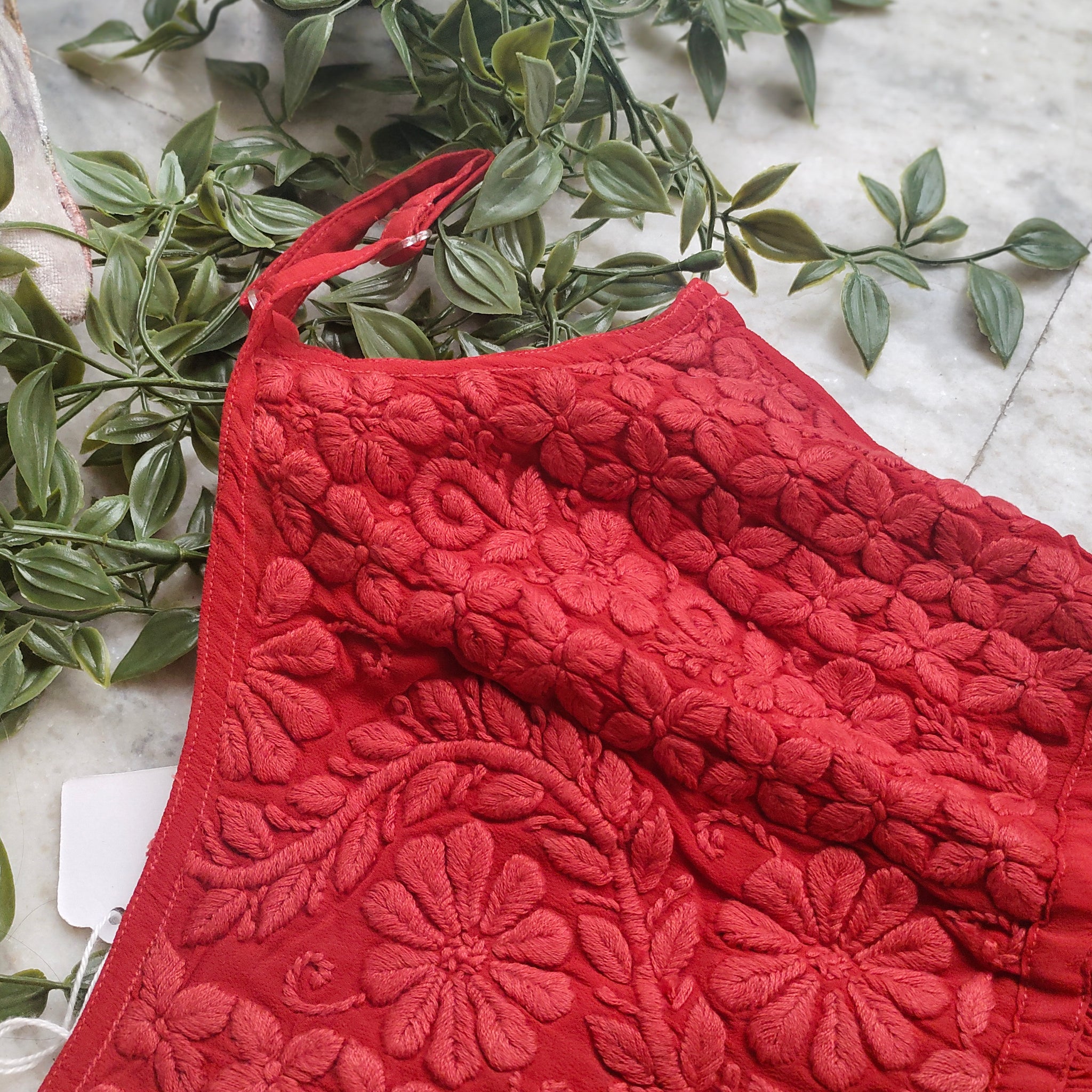 Tulip cherry Red Premium Georgette Luxurious Look Tunic