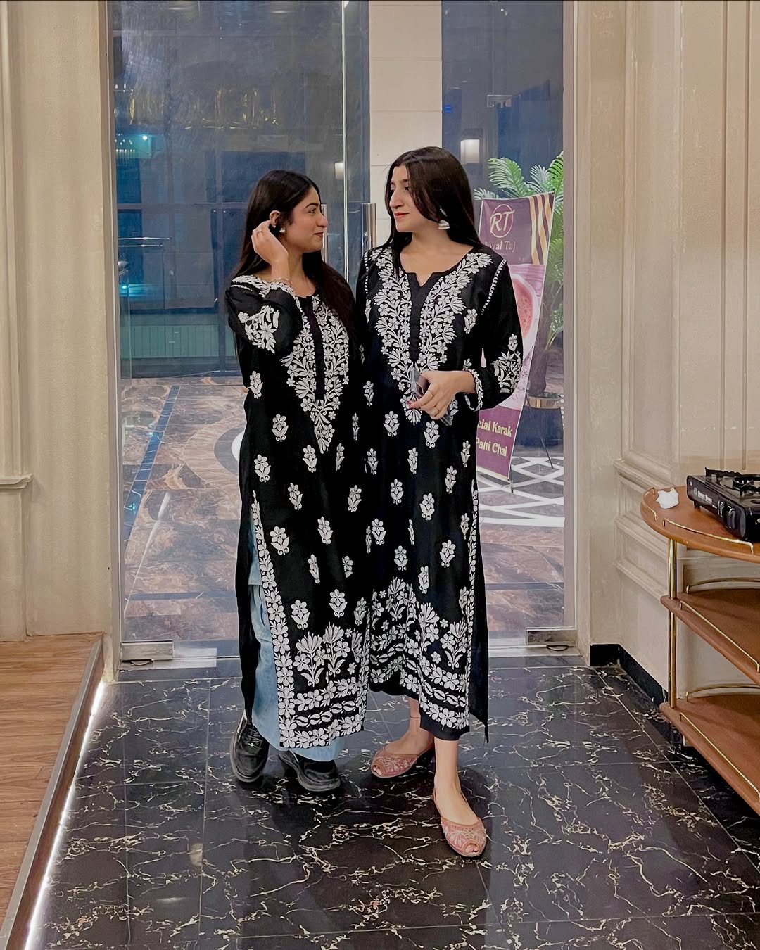 Black Premium Silk cotton Chikankari Luxurious pure handmade Long Kurta