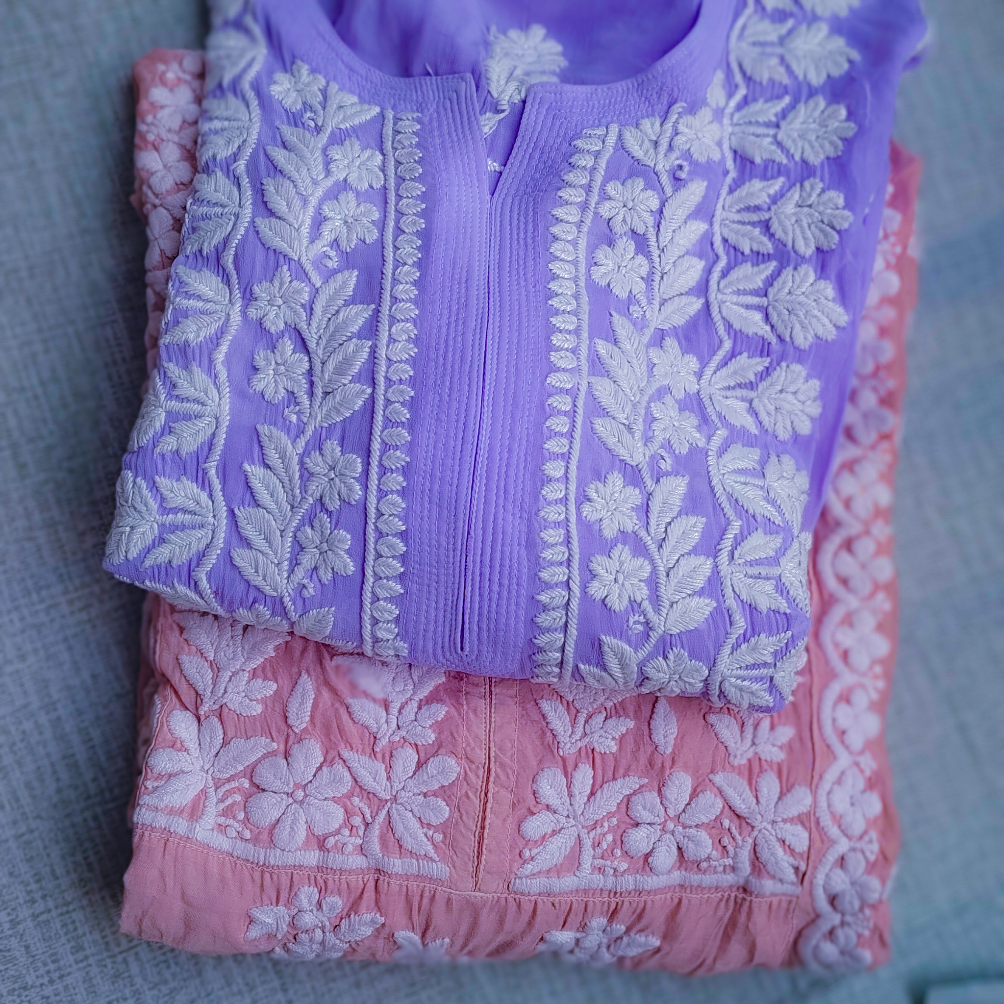Medium purple Premium Georgette Chikankari Kurti