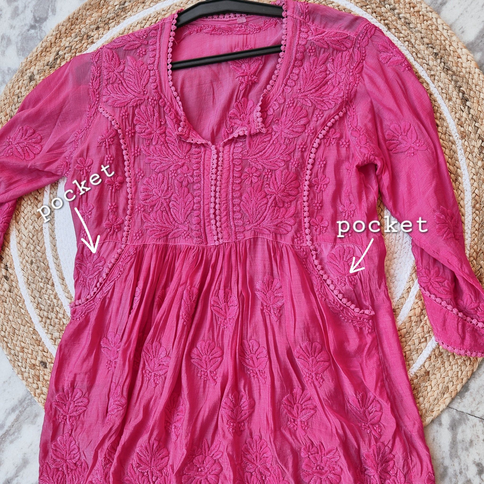 Stylish Tunic Premium Cotton Chikankari With Both Side Pockets