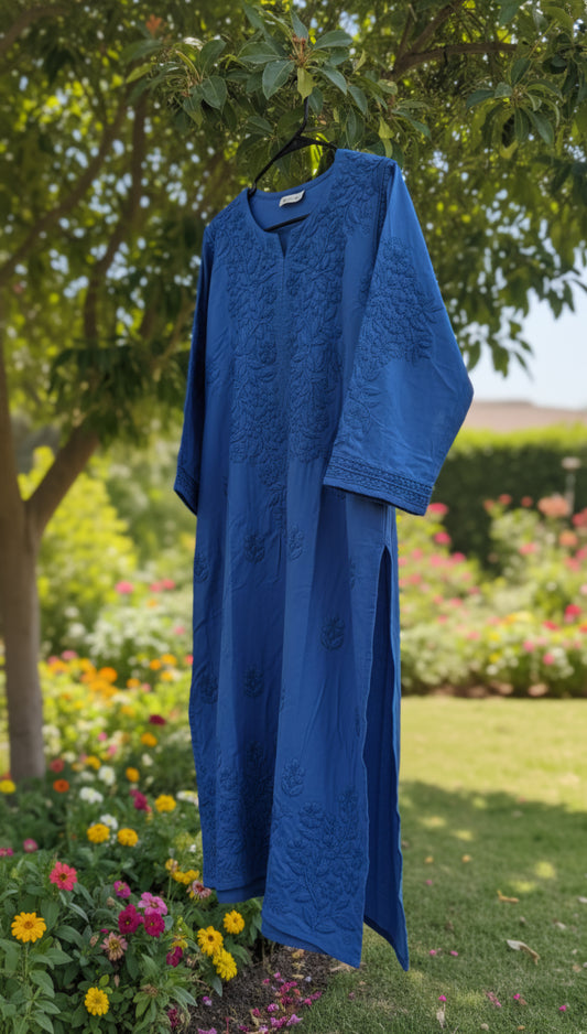 Zaina Premium Soft Non Transparent Chikankari Long Kurti