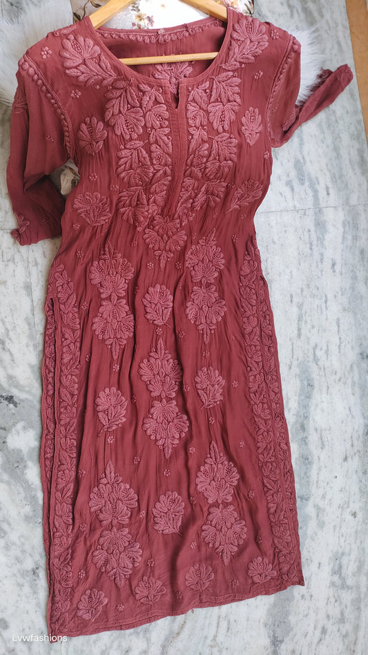 Noorani Premium Silk Chikankari Kurta Luxurious Look Embroidery