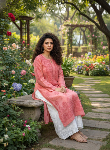 New Design Of Plazzos Luxurious Premium Georgette Pure Handcrafted Chikankari co-ord Set